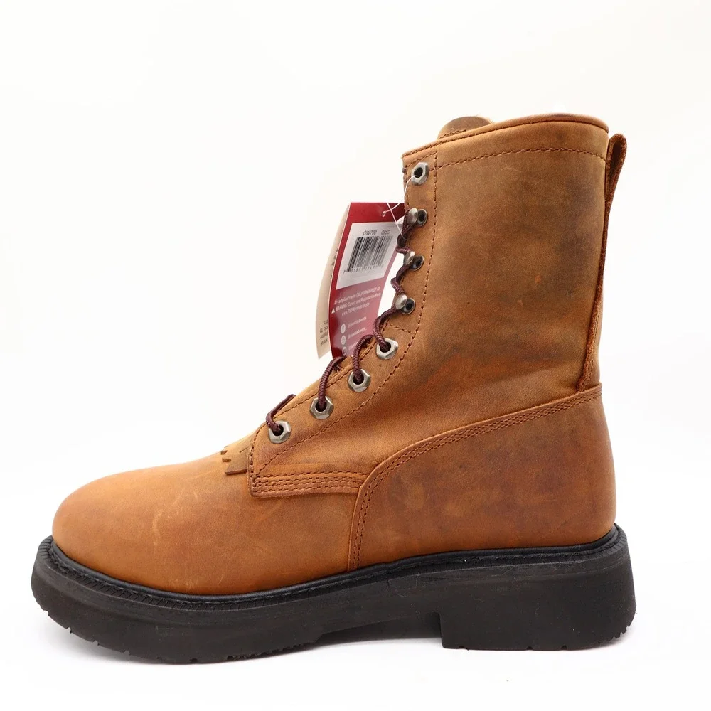 Justin Modern Work Boots Mens 9.5 D Aged Bark Brown Leather OW760 NWT Box